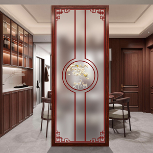 新中式艺术玻璃客厅屏风大型酒店隔断双面透光入户玄关墙定制花格