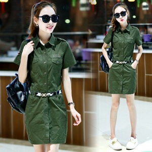 军装风连衣裙女
