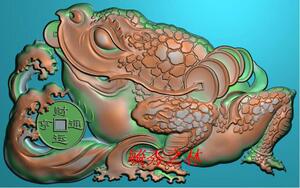【浮雕】高浮雕- 招财金蟾 精雕图 雕刻图 灰度图(jdp-bmp)