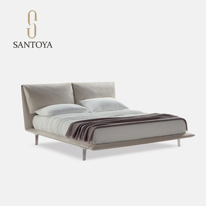 圣托雅意式极简真皮床轻奢现代简约卧室1.8米意大利设计师主卧床
