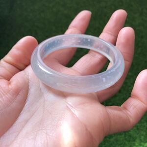 上善玉髓纯天然巴西高冰种蓝底绿冰飘玉髓手镯玻璃种玛瑙飘花玉镯