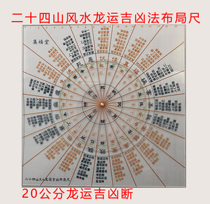 二十四山风水龙运吉凶法布局尺20cm金龙钱龙库宝罗盘风水透明盘