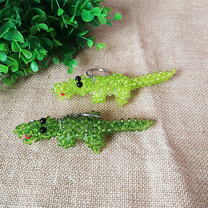 爬行小鳄鱼 创意小动物 两栖 DIY串珠材料包 散珠钥匙扣 绿色塑料