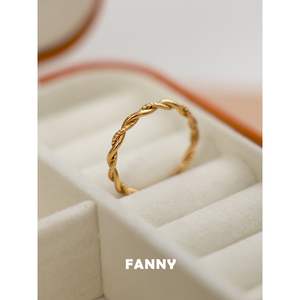 【Fanny Store】法式金色麻花戒指女莫比乌斯环原创设计钛钢指环