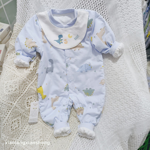 73-90偶园婴儿薄棉连体衣男女宝宝夹棉哈衣爬服超软