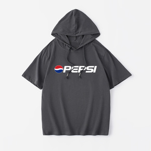 pepsi百事可乐t恤短袖潮衣服女男连帽背心宽松夏季情侣装棉上衣半