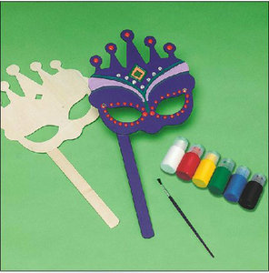 创意儿童diy手工木制作手绘彩泥白坯模型圣诞万盛节皇冠面具美劳