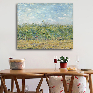 2022新十字绣简约客厅世界名画梵高卧室书房油画刺绣有云雀的麦田