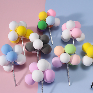 烘焙气球蛋糕装饰摆件彩色插件黏土告白气球生日派对甜品装扮插牌