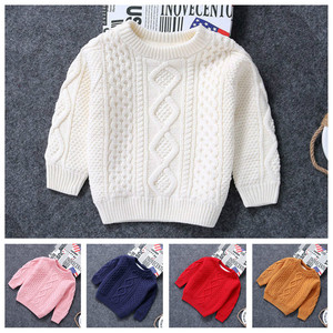 女童加绒加厚秋冬宝宝毛衣女孩编织线衣小孩儿童男童白色套头纯棉