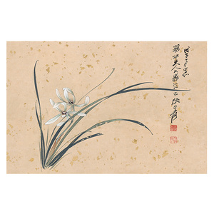 张大千兰花图工笔花卉字画艺术微喷复制品宣纸画芯未装裱横幅国画