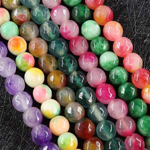 8mm切面云南七彩玉义乌地摊货配件饰半成品纽扣玛瑙圆串散珠子