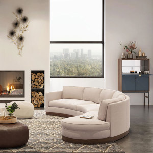 美式办公室组合沙发创意客厅弧形接待沙发简约现代转角布艺大沙发