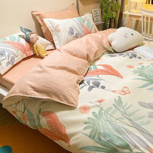 南通家居床上四件套全棉100纯棉床单被套2米x2米3学生宿舍三件套