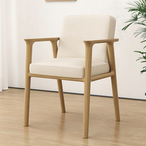 实木餐椅靠背椅休闲会议椅麻将椅茶椅凳子新中式椅子原木色学士椅
