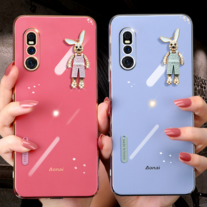 卡通贴件兔子vivox27手机壳x27pro新款电镀直边步步高x27pro全包镜头