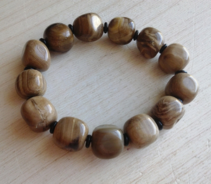 天然硅化木树化玉树化石木化玉新疆天然戈壁石古化石手串手镯手链