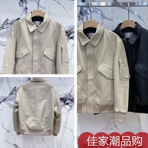 dior/迪奥 秋冬经典机车皮衣男夹克上衣潮流多口袋立领皮衣男装