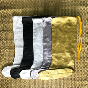 明黄金银色缎面云袜黑白纯棉僧道男女汉服戏曲古风太极绑腿长筒袜