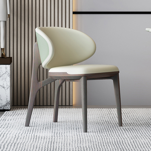 轻奢餐椅家用现代简约极简餐桌椅子高端真皮实木设计师新款家具