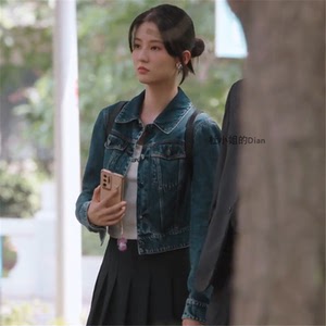 tb4307151623淘宝沉睡花园肖潇乔欣同款深蓝色牛仔短款长袖外套韩版