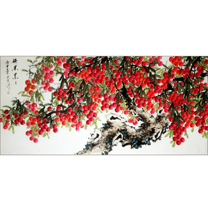 国画写意花鸟作品真迹荔枝硕果累累六尺全开横幅180cm*96cm