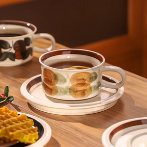 川岛屋复古咖啡杯碟套装陶瓷马克杯高档精致高级感小众下午茶杯子