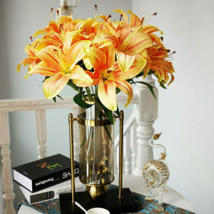 装饰品花卉仿真萱草花假花干花束摆设客厅高端幼儿园表演舞台道具