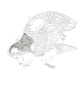 工笔画底稿 北宋王凝 子母鸡图参考白描59#打印稿毛笔勾线宣纸稿