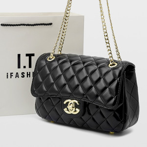 小ck名牌包包女2020新款潮小香风菱格链条包真皮百搭单肩斜跨女包