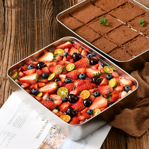提拉米苏盒子冰粉容器皿方形网红蛋糕方盒包装铁盒制作不锈钢盘