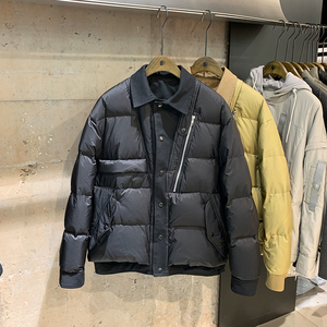 灌男装2020年新款高点农茶时尚潮流拼料方领夹克型男士短款羽