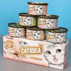 泰国 Catidea 猫乐适海鲜金枪鱼零食猫罐头85g*6罐混拼多省包邮
