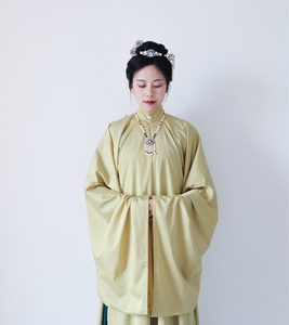 明月松天|明礼-明制立领斜襟长衫现货传统汉服女雀