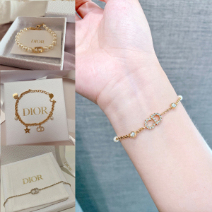 dior迪奥手链女cd字母镶钻珍珠星星经典中古爱心手环2022新款代购