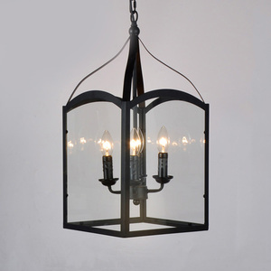 美式铁艺玻璃灯黑色愛迪生玻璃箱复古吊灯室外走廊个性创意吊灯