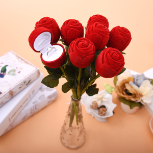 抖音红色玫瑰花戒指盒装饰盒情人节礼物个性创意首饰盒求婚婚戒盒