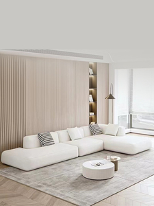 意式极简L 型转角科技布沙发北欧现代客厅拼接办公接待组合布艺