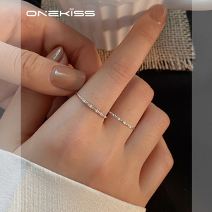 S925纯银细款小钻戒开口戒指女小众设计2023年新款潮个性时尚指环
