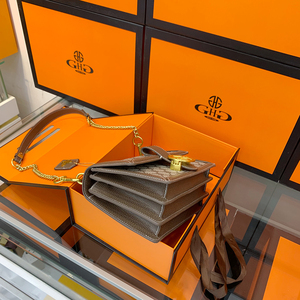 香港代购大牌ghg女包2020新款链条腋下小方包真皮印花风琴斜挎包