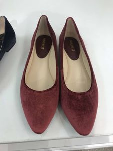 美国代购Nine West（玖熙）酒红色绒面船鞋