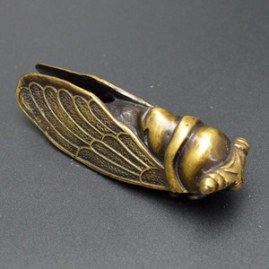 黄铜知了手把件全铜实心蝉朋友送礼一鸣惊人动物摆放桌面复古怀旧