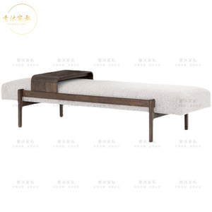 现代新中式实木沙发凳北欧布艺家用换鞋凳卧室床尾凳设计师长条凳