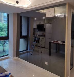 定做定制灰镜玻璃装饰灰镜组装镜背景电视墙拼镜鞋柜灰镜墙面安装