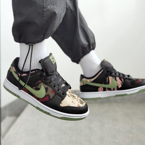nike耐克sb dunk low gs黑迷彩女鞋不对称鸳鸯低帮运动板鞋db1909