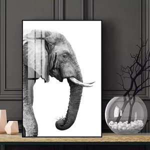 黑白大象装饰画轻奢风挂画玄关走廊过道卧室样板房现代简约墙壁画
