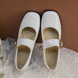 sumirror2022年新款春季白色玛丽珍女鞋日系英伦风小皮鞋粗跟单鞋