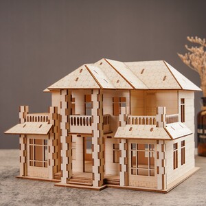 立体拼图木质拼装房子3d木制榫卯建筑模型手工小木屋diy益智玩具