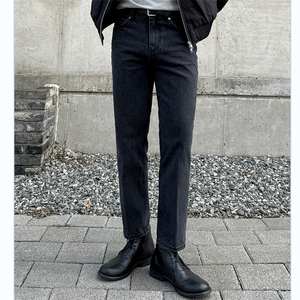 MRDONG韩国男装代购复古风高品水洗5色春季修身小直筒九分牛仔裤