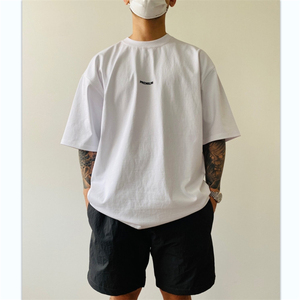 韩国男装代购东大门重工高品premium刺绣背后拼接设计阔版短袖T恤